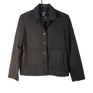 Ann Taylor Navy Blue Wool Blend Button Front Blazer Jacket Women Sz S